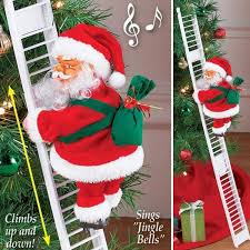 ✨ Santa Claus Escalador Animado – Subiendo la Escalera con Música, Ideal para Árbol de Navidad