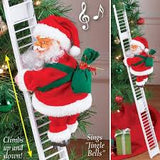✨ Santa Claus Escalador Animado – Subiendo la Escalera con Música, Ideal para Árbol de Navidad