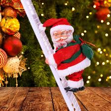 ✨ Santa Claus Escalador Animado – Subiendo la Escalera con Música, Ideal para Árbol de Navidad