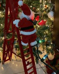 ✨ Santa Claus Escalador Animado – Subiendo la Escalera con Música, Ideal para Árbol de Navidad