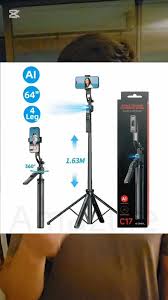 Palo de Selfie Inteligente con Seguimiento Facial AI 360° | Trípode Ajustable 1.63 m | Bluetooth 5.4 | Control Remoto y Rotación Automática